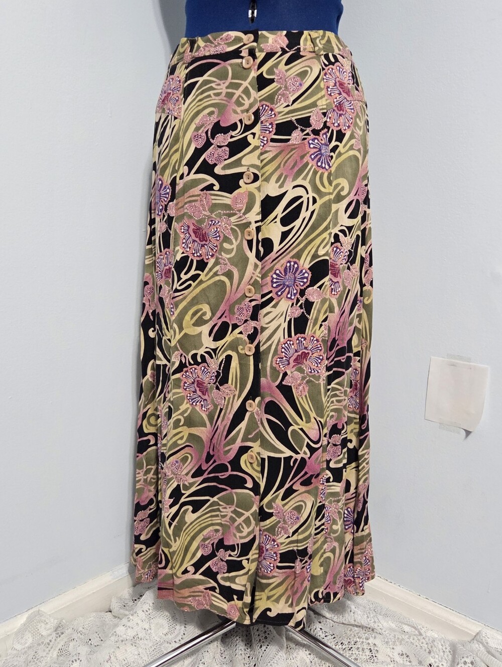 Y2K Pink Floral Fairy Maxi Skirt Size S